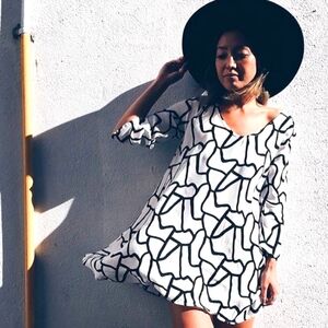 Ava Sky White Scribble Dress